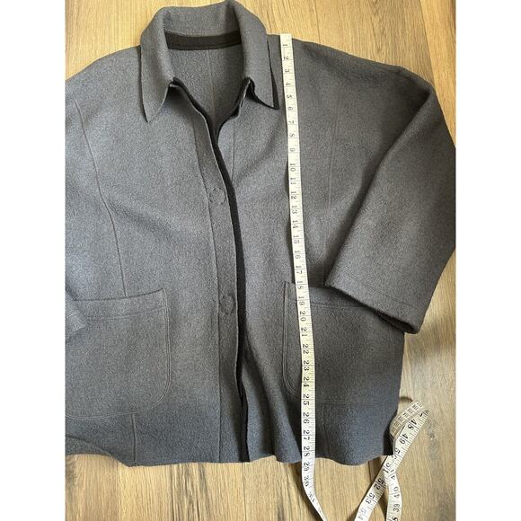 Babette Size Medium Boiled Wool Long Sweater Jacket Snap Closure Lagenlook - Picture 6 of 8